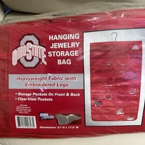 Ohio State Hanging Jewelry Storage Bag Red 40 Clear Pockets Heavy Fabric New